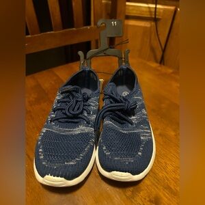 Navy Blue Knit Sneakers